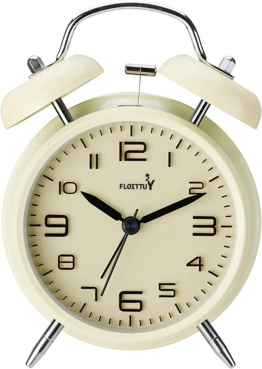4 inch digitale wekker met verlicht display - metalen twin bell alarmklok voor slaapkamer