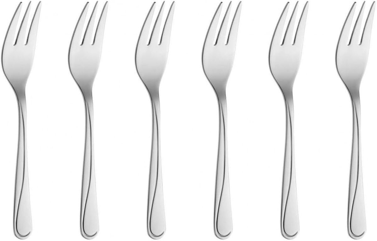 Set van 6 cakevorken - RVS 18/10 - Glanzende afwerking - Vaatwasmachinebestendig