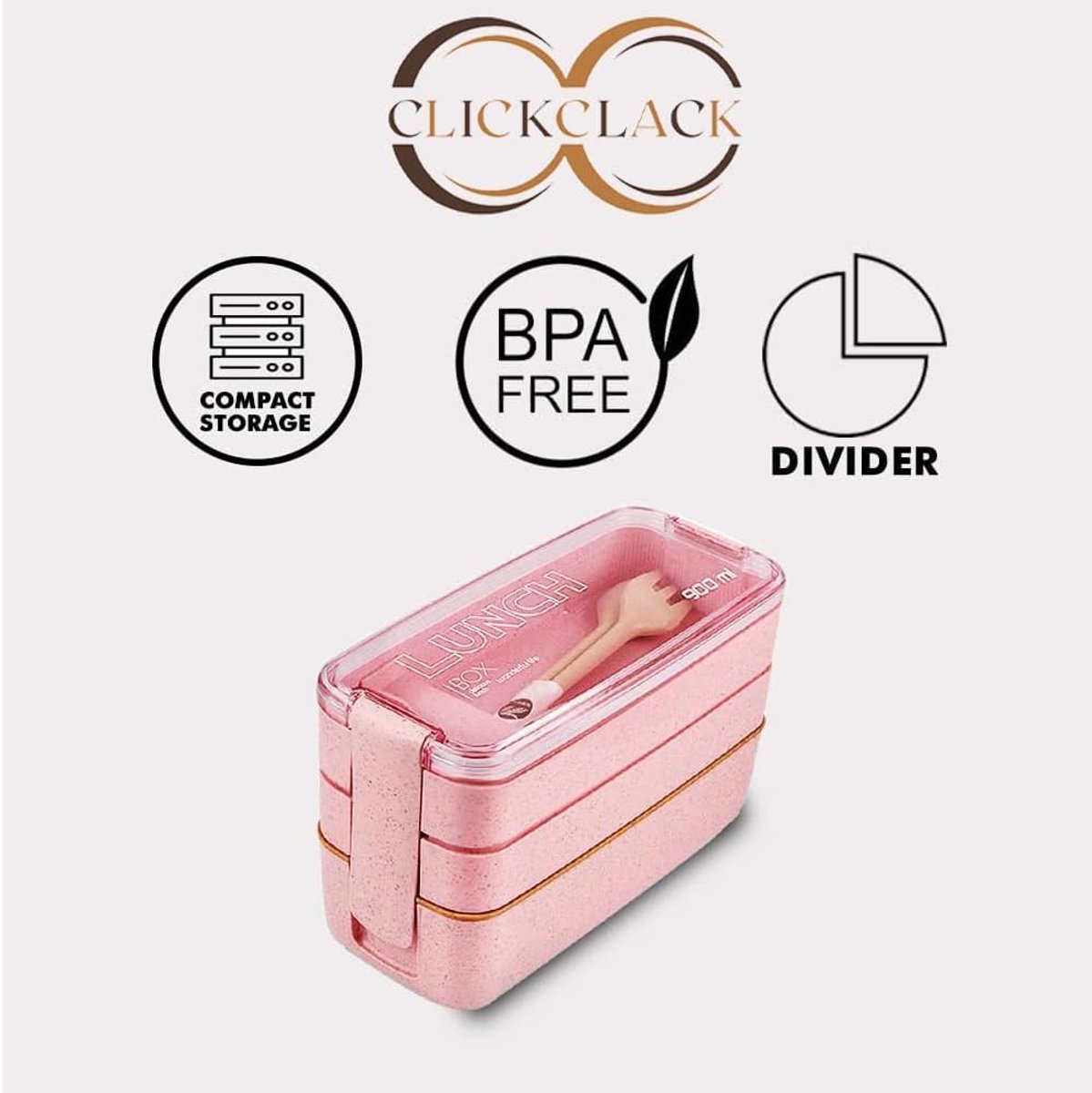 Drie compartimenten lunchbox voor werk en school