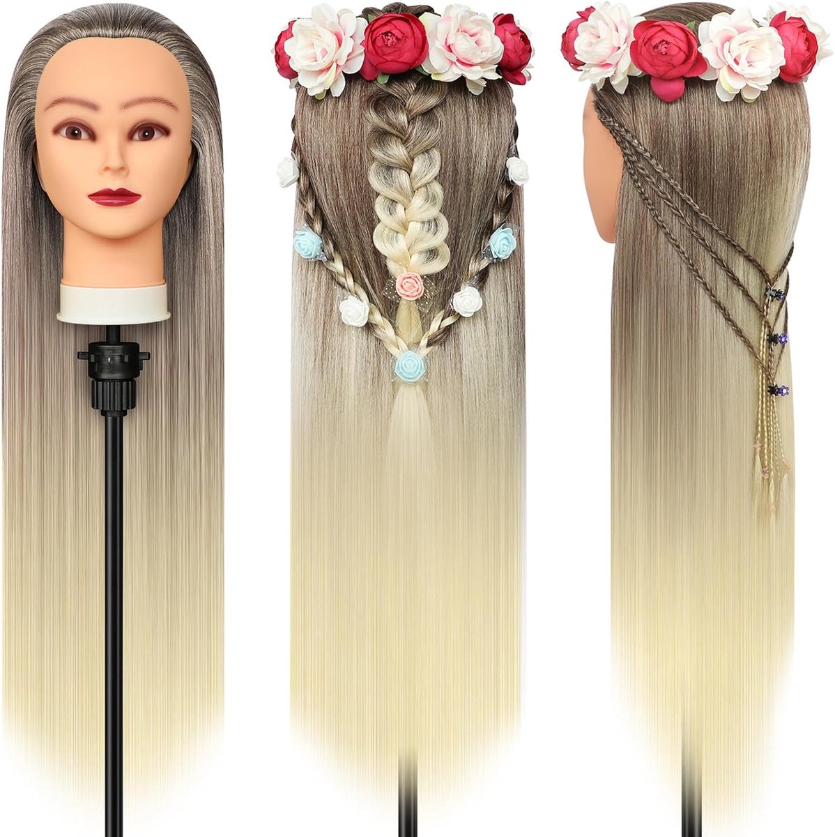 Kappershoofd 28 inch 100% synthetische vezels met gratis klem en vlechtenset