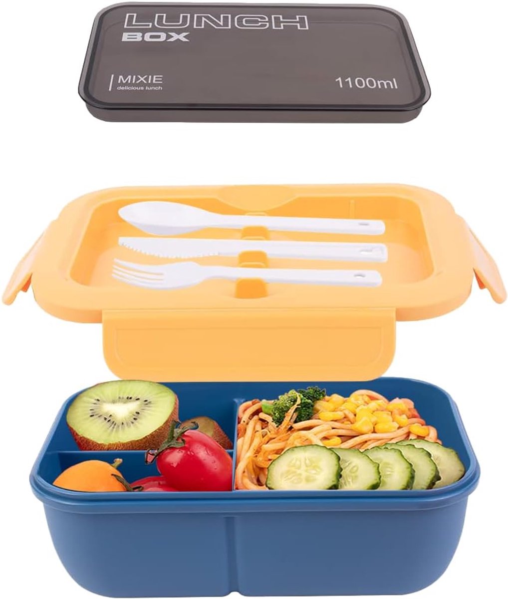 Bento Lunchbox 1000 ml met 3 Vakken - Geschikt voor Magnetron & Vaatwasmachine