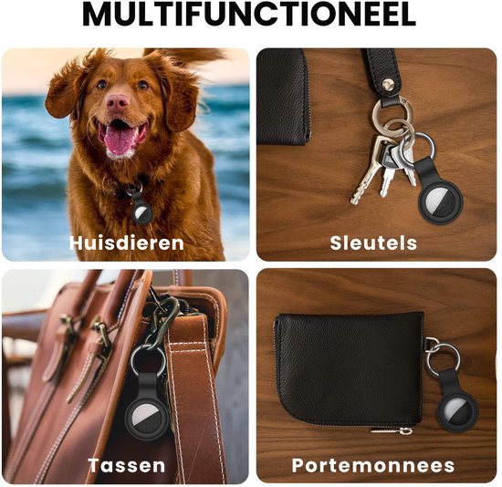 JUALL AirTag Porte-clés - AirTag Hanger - AirTag Case - Convient pour Apple AirTag - Siliconen Bleu foncé