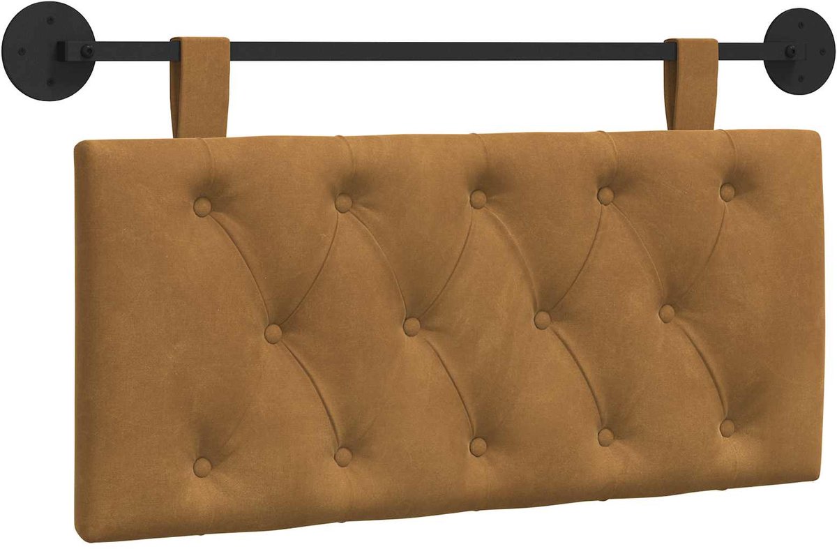 vidaXL - Hangend - hoofdbord - Bruin - Fluweel