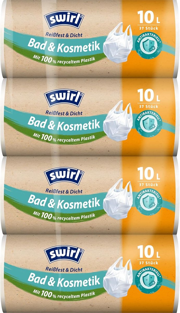 Scheurvaste en waterdichte vuilniszakken (10 liter) met draaggreep voor badkamer
