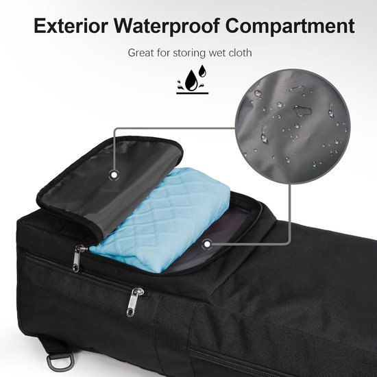 Yogamattas - met zijvak van mesh en ritssluiting - extern nat compartiment - lichtgewicht en waterdichte yogatas voor yogamat. van Merkloos — afbeelding 3