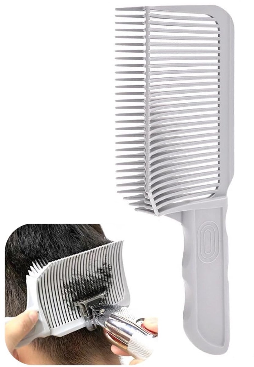 V-vormige kam - voor het mengen van haar - professionele haarknipkam met platte bovenkant - geschikt voor gebruik in de kapperszaak, barbier of thuis - grijs - 1 stuk