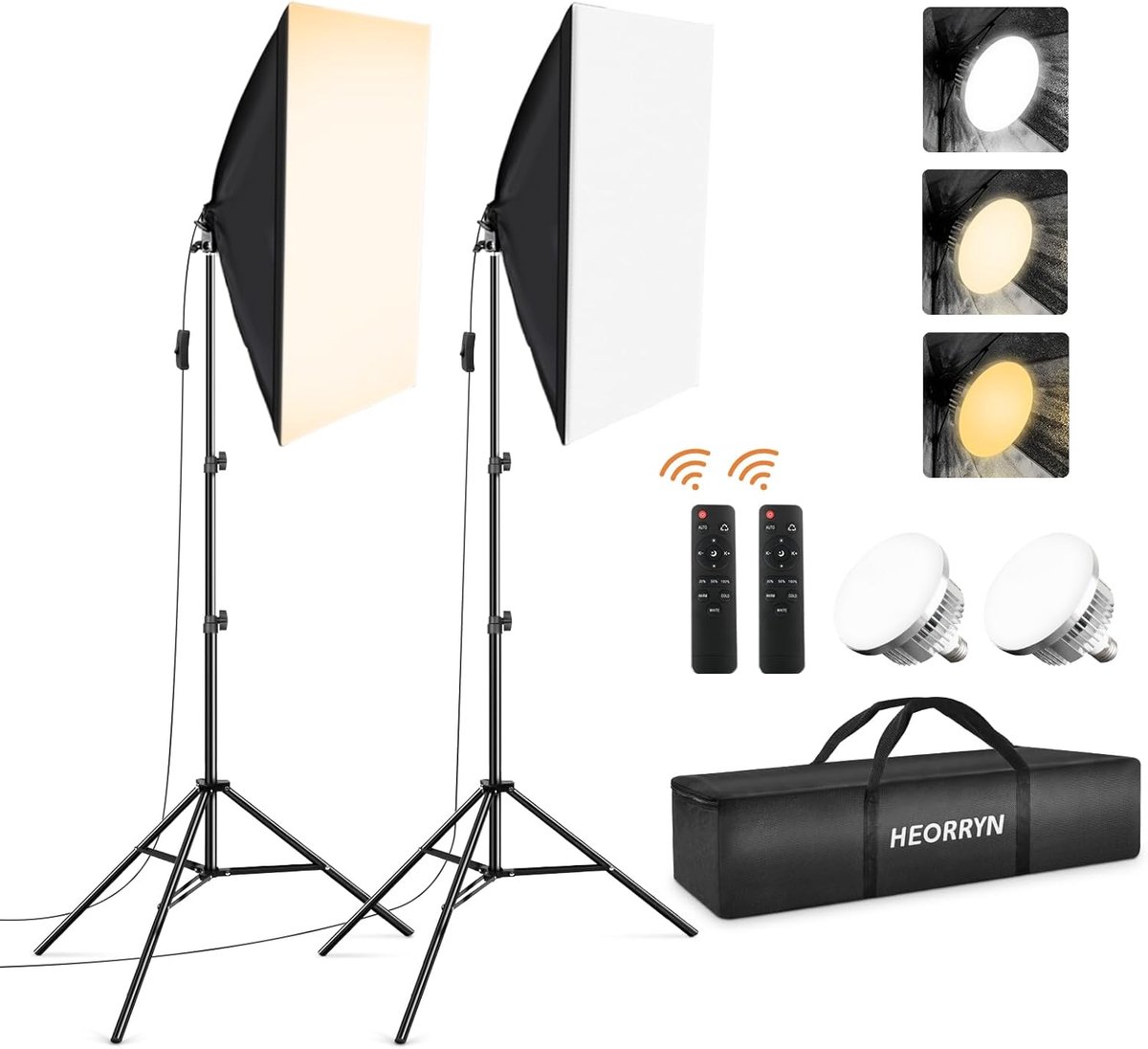 Softbox Set voor Fotografie met Dimbare LED Verlichting en Afstandsbediening - Perfect voor Studio Portretten en Opnames