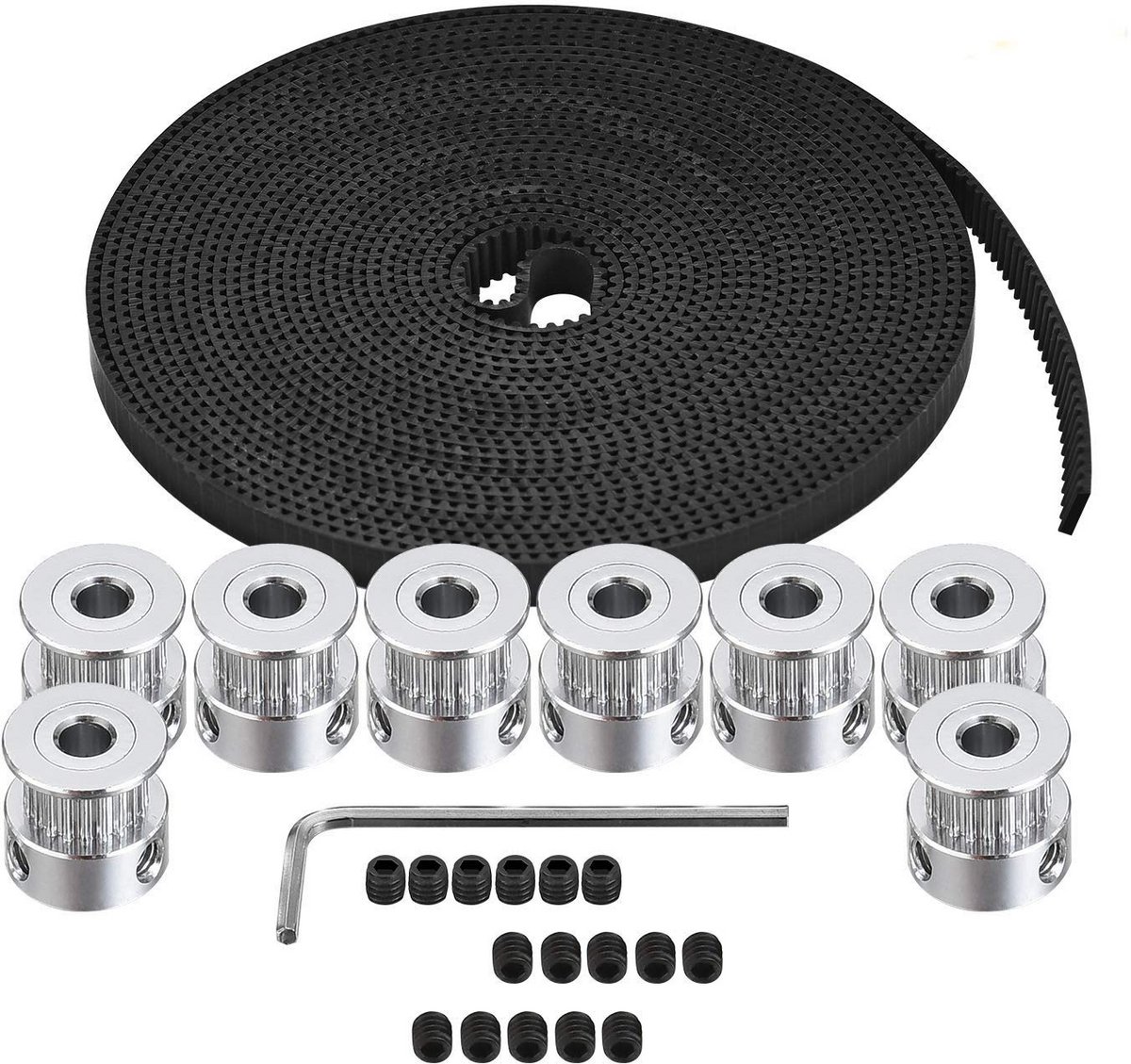 Timing Belt Pulley Set en GT2 Timing Belt voor 3D Printers en CNC Machines