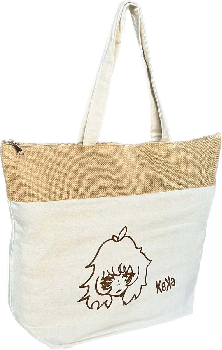 Thermotas voor Strand en Boodschappen, 1,5 L, Ecru met Aardekleurig Patroon