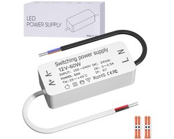 LED Transformator 12V 60W - Waterdichte Halogeen AC naar DC Converter voor Binnen en Buiten