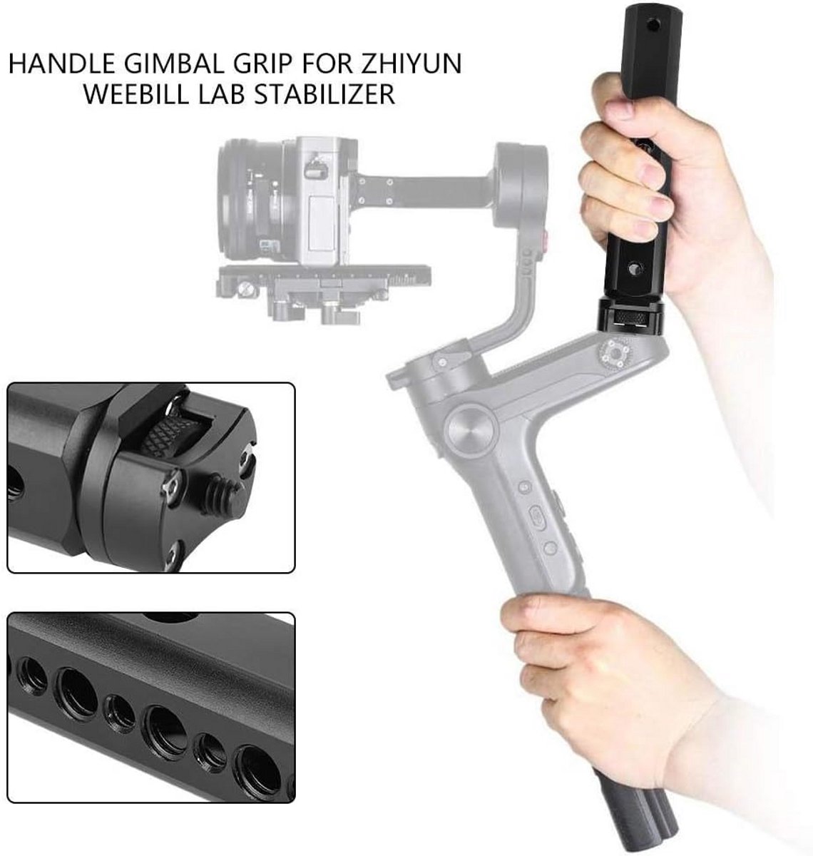 Gimbal Grip voor Camera's - Aluminium Stuur met Meerdere Schroefgaten