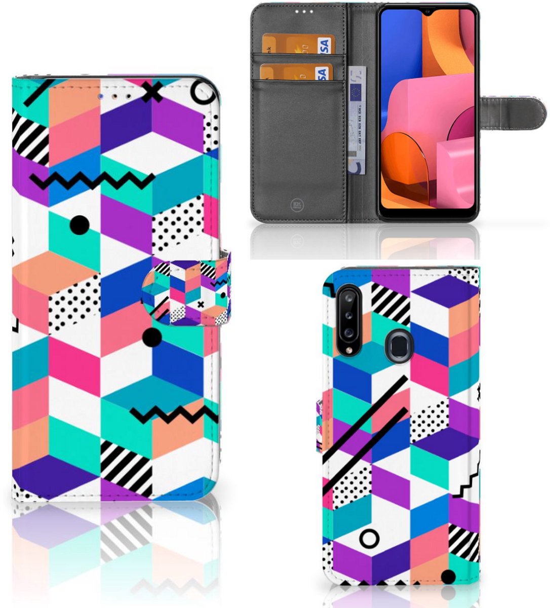 Samsung Galaxy A20s Book Case Blokken Kleurrijk