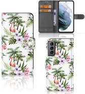 Coque de téléphone Samsung Galaxy S21 FE Flip Case avec naam Flamingo Palms