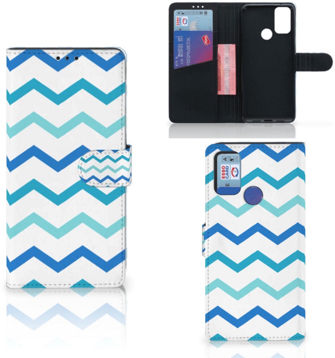 Alcatel 1S (2021) Telefoon Hoesje Zigzag Blauw
