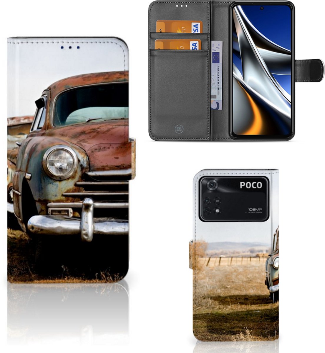 Xiaomi Poco X4 Pro 5G Telefoonhoesje met foto Vintage Auto