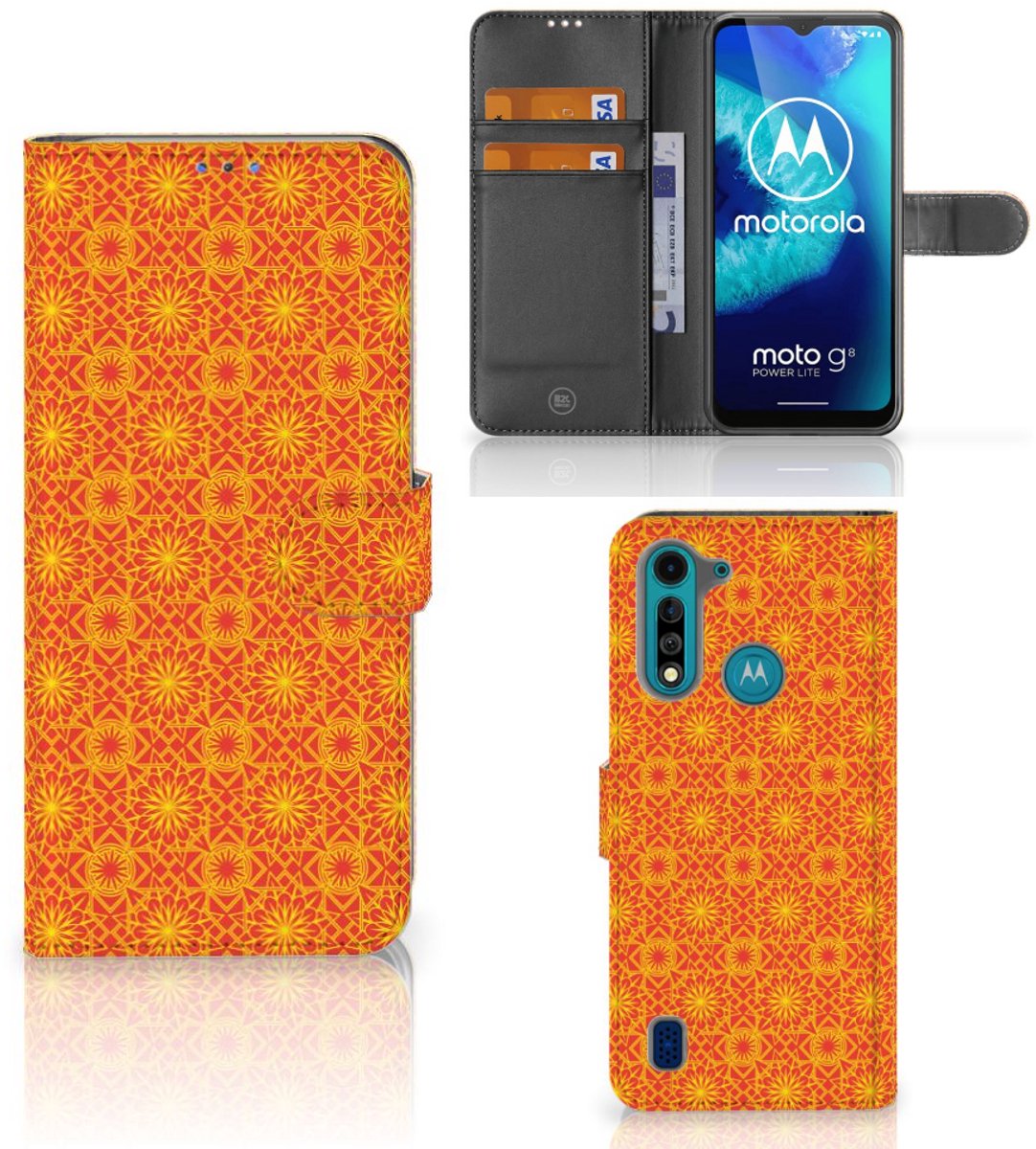 Motorola G8 Power Lite Telefoon Hoesje Batik Oranje