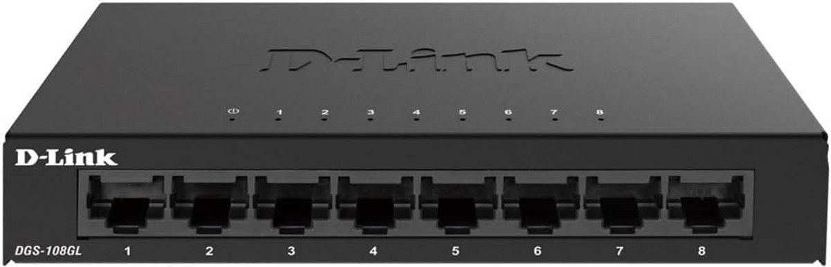 8-poorts Gigabit Onbeheerde Switch - Fanless, Compact en Energiezuinig - Plug & Play