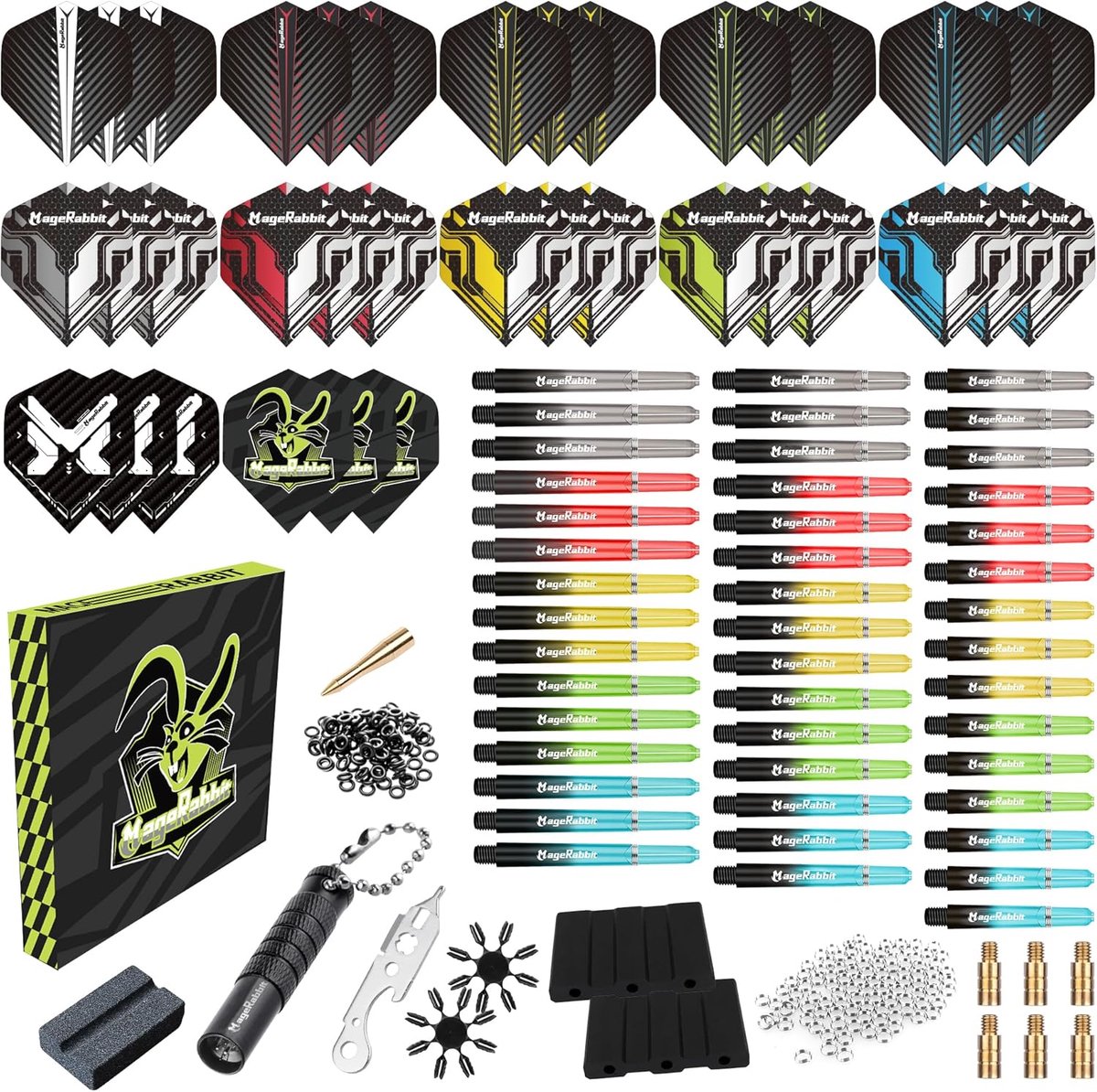 Dartflights Accessoireset met 36 Dartpijlen en 45 Schachten