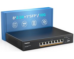 9-poorts 2.5G PoE-switch met 8 PoE-poorten en 10G SFP - Ventilatorloos, Desktop/Rack Mount