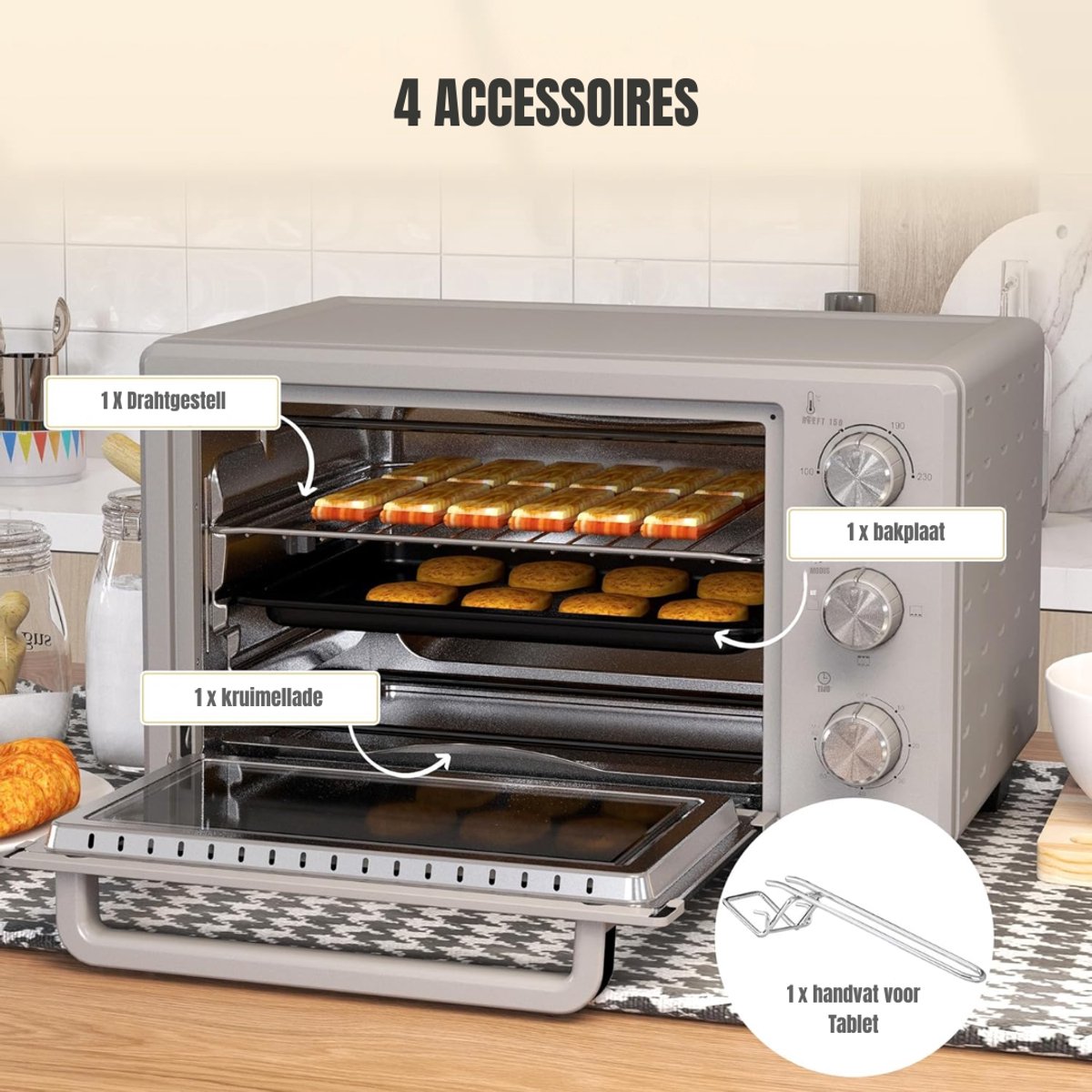 DYNA® Stoomoven - Stoomoven Kookboek - Stoomoven Ontkalker - Zilver - 39cm x 46cm x 29cm – foto 4