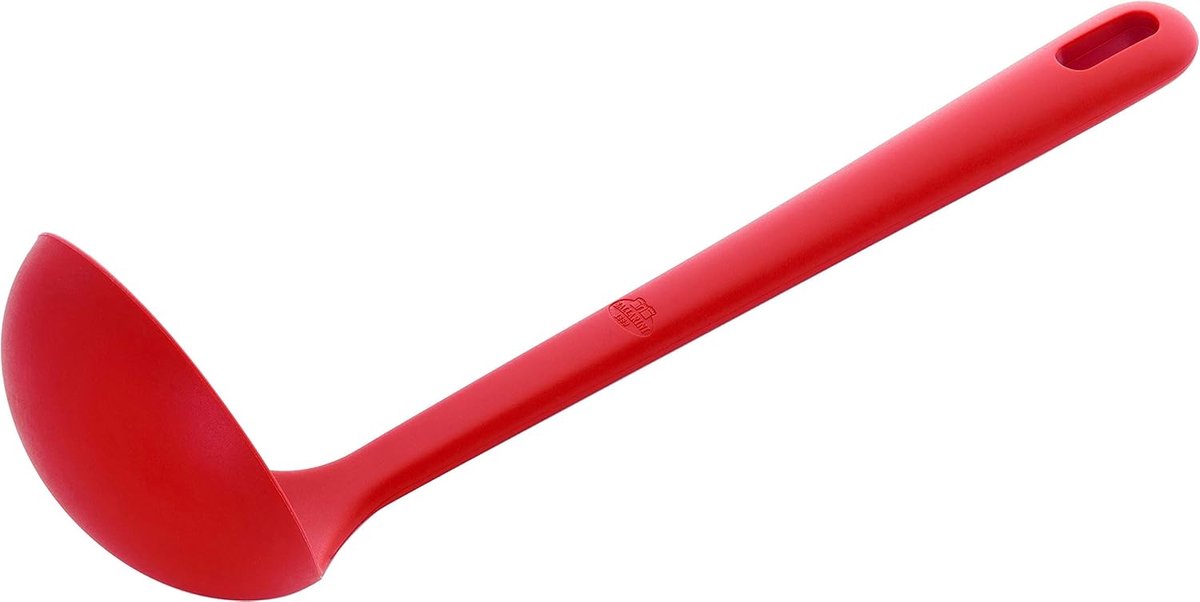 Soeplepel 31 cm van voedselveilig siliconen materiaal in rood