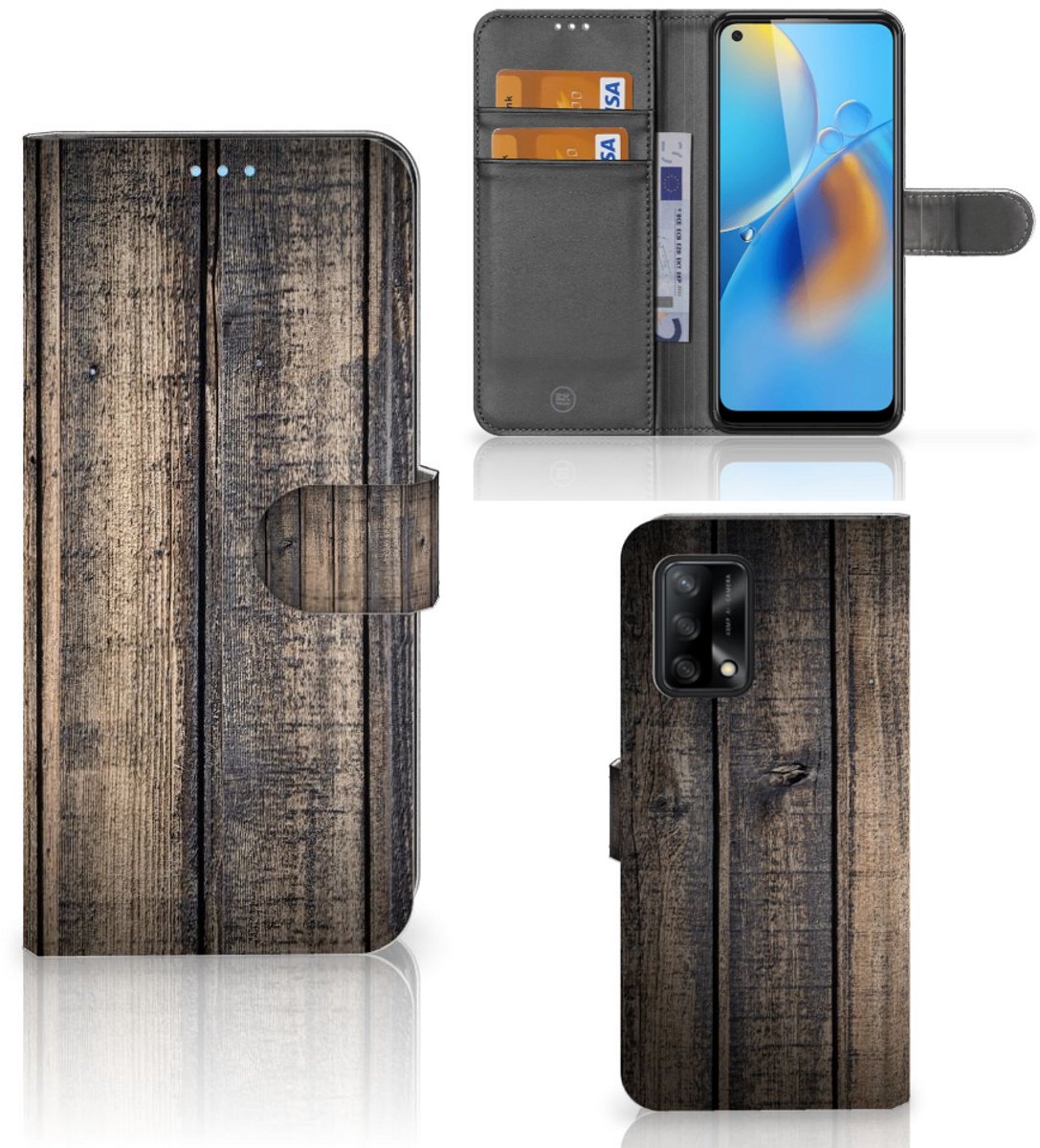 OPPO A74 4G Book Style Case Steigerhout