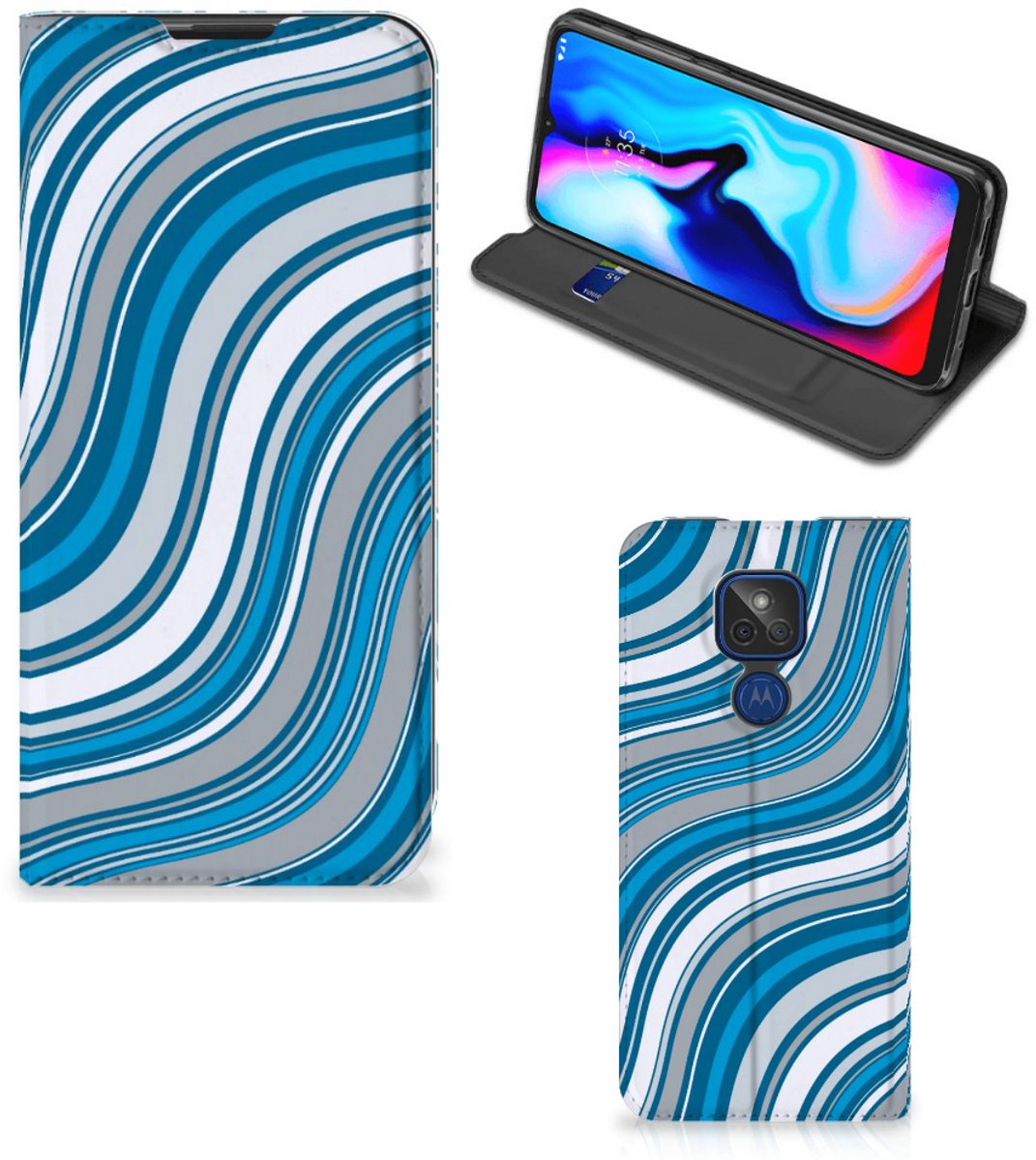 Motorola Moto G9 Play Hoesje met Magneet Waves Blue