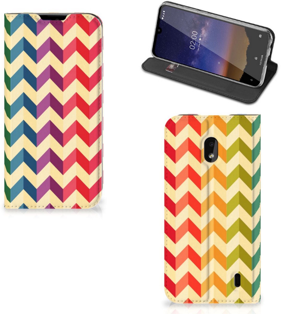 Nokia 2.2 Hoesje met Magneet Zigzag Multi Color