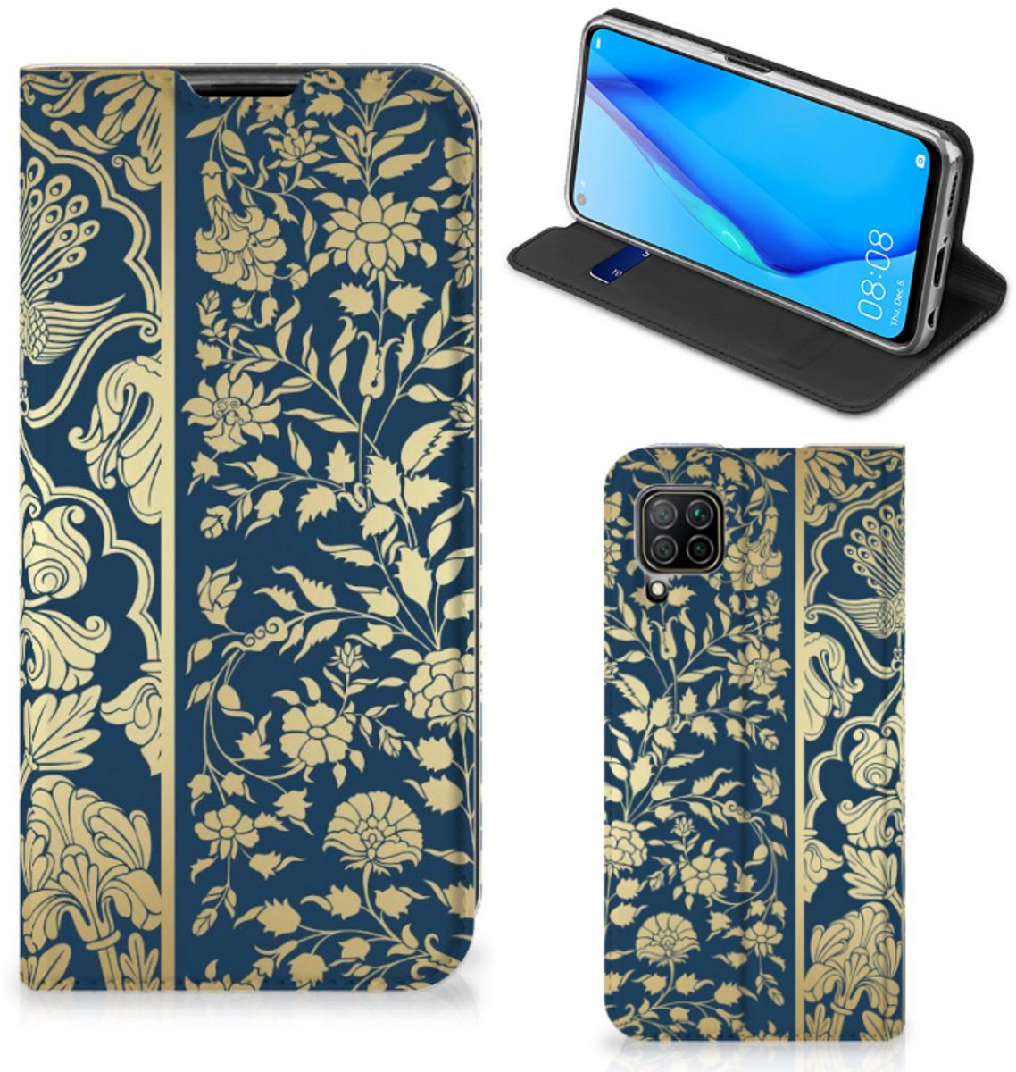 Huawei P40 Lite Smart Cover Beige Flowers