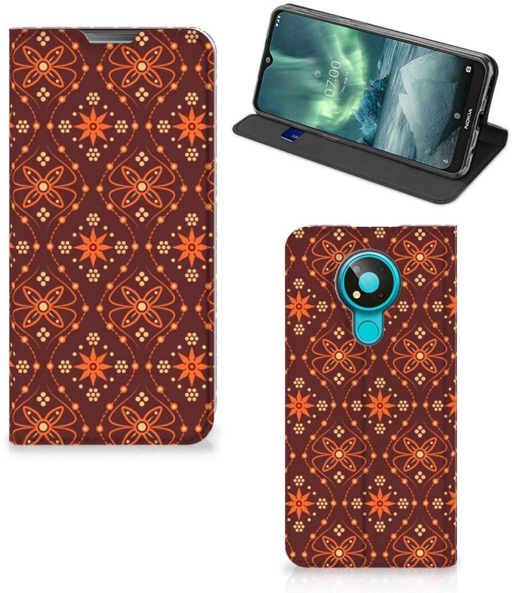 Nokia 3.4 Hoesje met Magneet Batik Brown