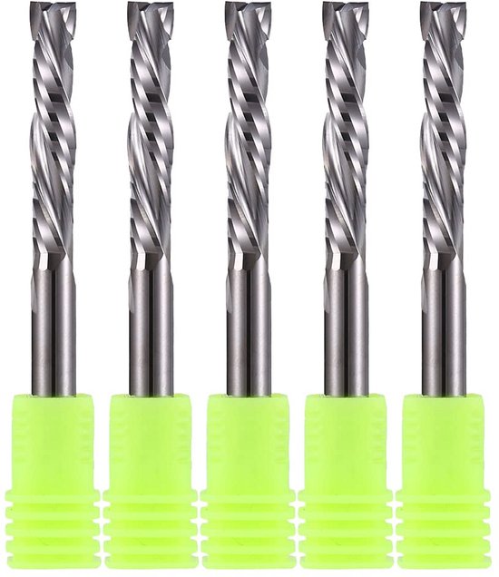 EU_HOZLY Hardmetalen Frees – 6 Mm Schacht – 6 Mm Snijdiameter – 32 Mm Snijlengte – Up/down Cut – 2 Spiraalgroeven – 5 Stuks – Voor CNC & Handfrees