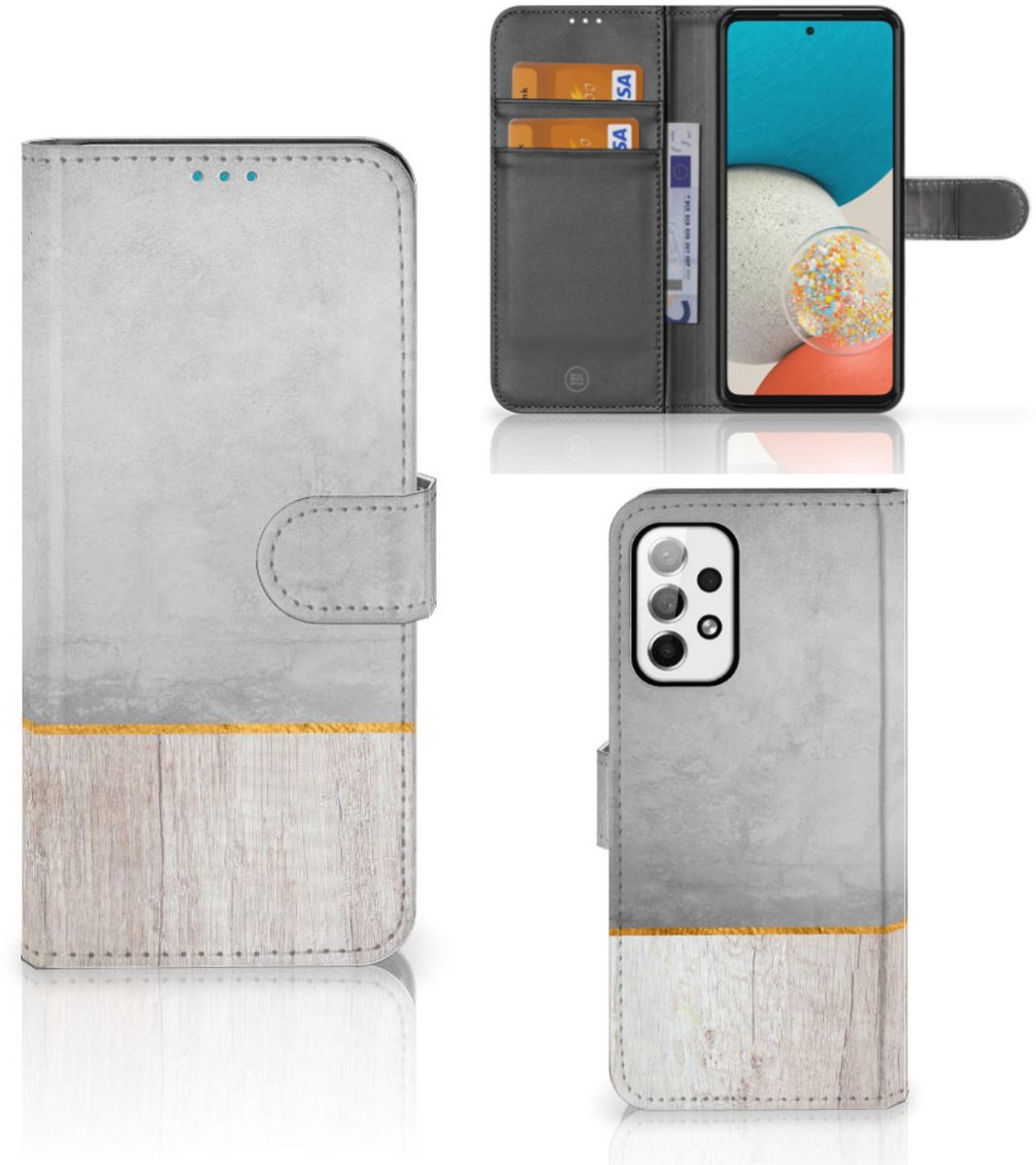 Samsung Galaxy A73 5G Book Style Case Wood Concrete