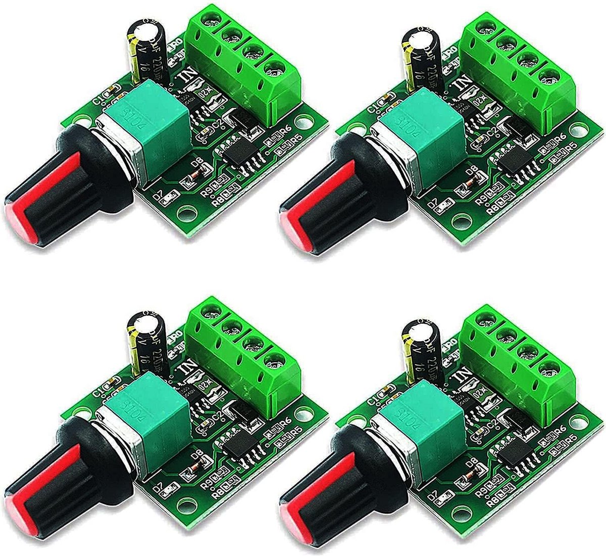 PWM Motor Snelheidsregelaar - 4 Stks DC 12V Variabele Spanningsregelaar met LED Indicator