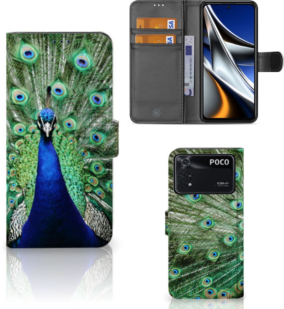 Xiaomi Poco X4 Pro 5G Telefoonhoesje met Pasjes Pauw