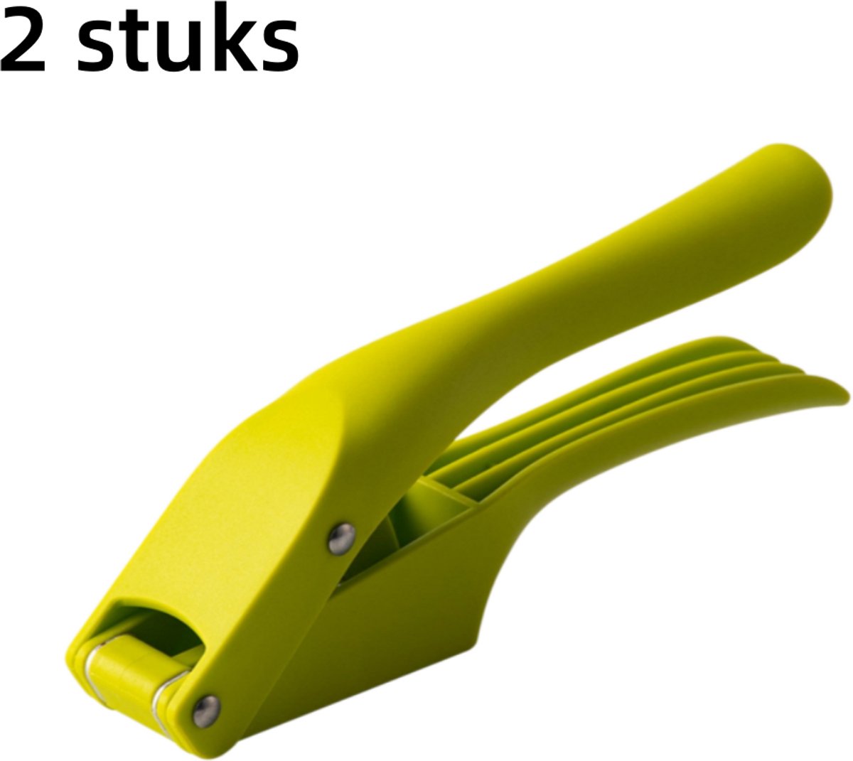2-delige set - Keukengerei - Knoflooksnijder - Knoflookschijf - Knoflookpers voor huishoudelijk gebruik - Knoflookhakker - Knoflookpers - Keukengereedschap - Roestvrijstalen kern - Antislip handvat - Vaatwasmachinebestendig - 19*2,7 cm - Groen