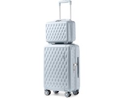 Sea choice Cabin Luggage Suitcase Trolley Suitcase Set 2 Piece Hand Luggage with Cosmetic Bag Corner Protection ABS+PC Hard Shell Suitcase 4 Double Wheels TSA Lock & YKK Zipper 20" (55cm-37L), Ruyao
