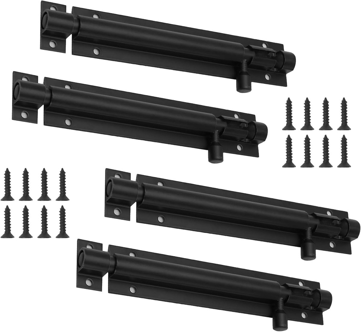Heavy Duty 5 Inch Barrel Bolt Lock - Zwart Aluminium Beveiligingsslot voor Garages, Schuren en Tuindeuren (2 Pack)