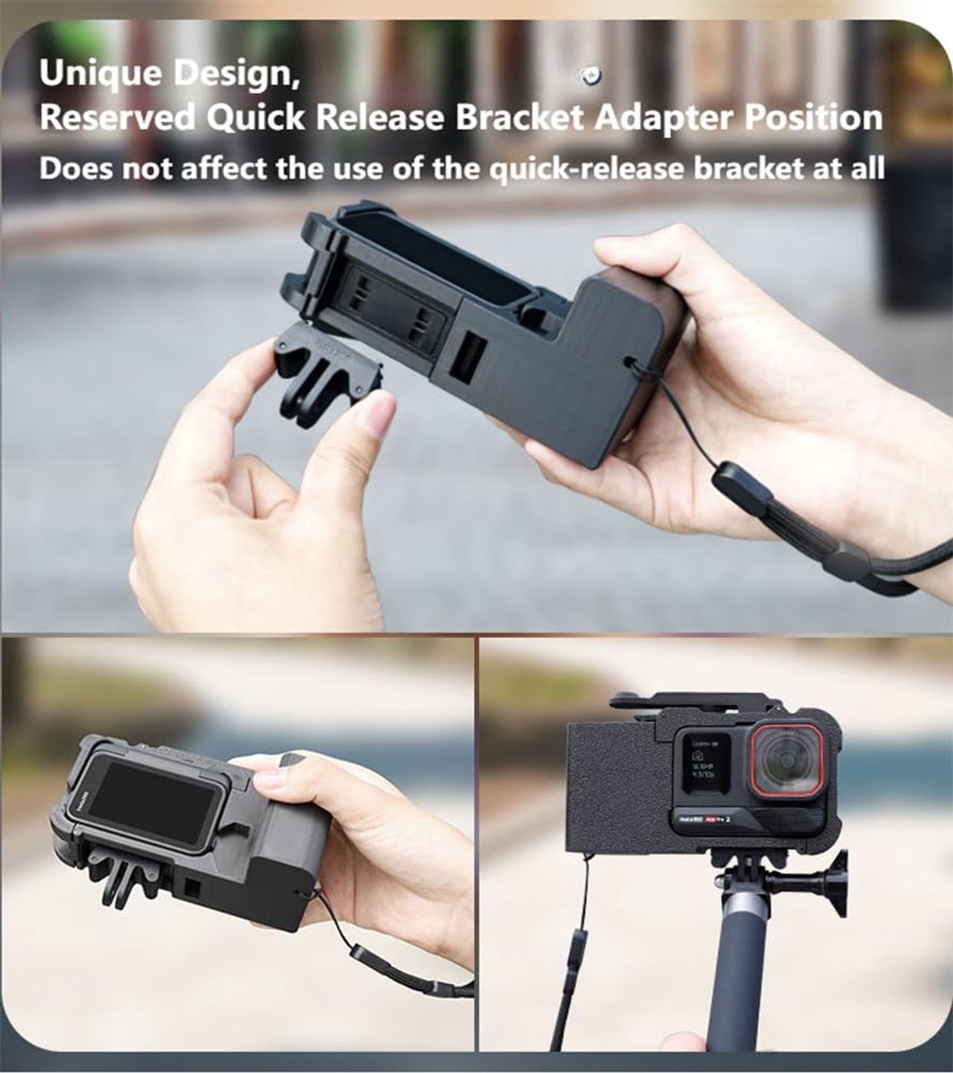 Street Photography Camera Side Handle Grip voor Insta.360 Ace Pro 2/ Ace Pro/Ace Action Camera - Zijhandgreep met Sluiterknop voor Vlogging & Travel Shoot thumbnail 2