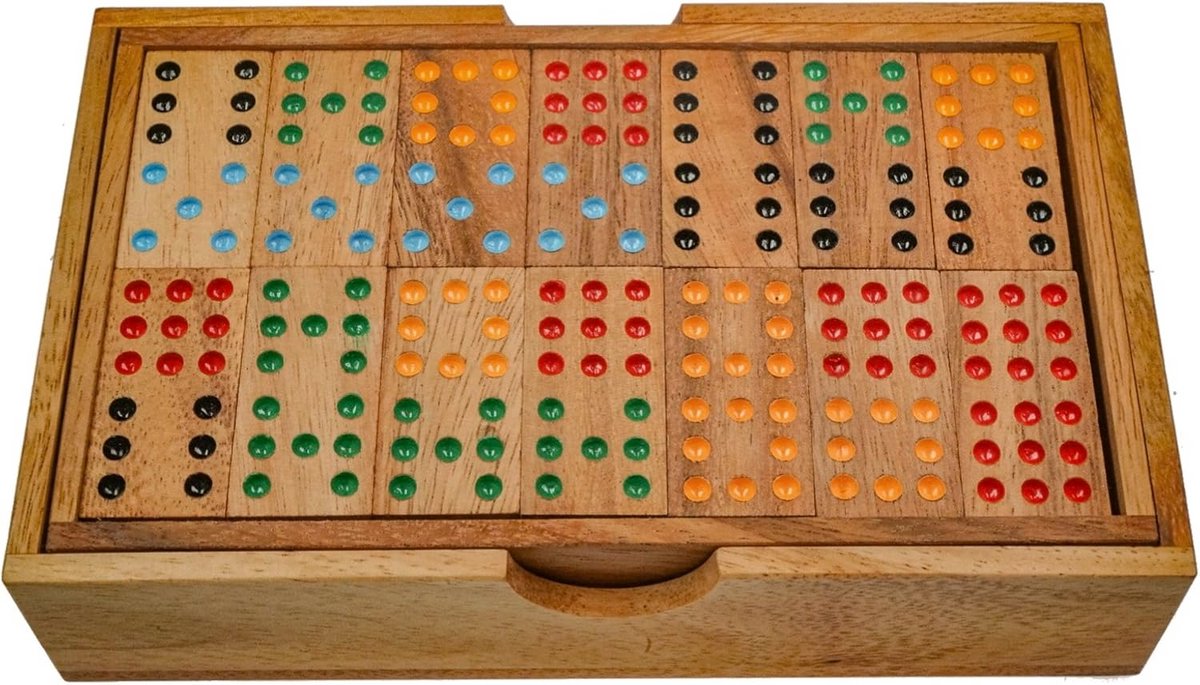 LOGOPLAY Domino Dubbel 9 Legspel, gezelschapsspel van hout, met 56 speelstenen