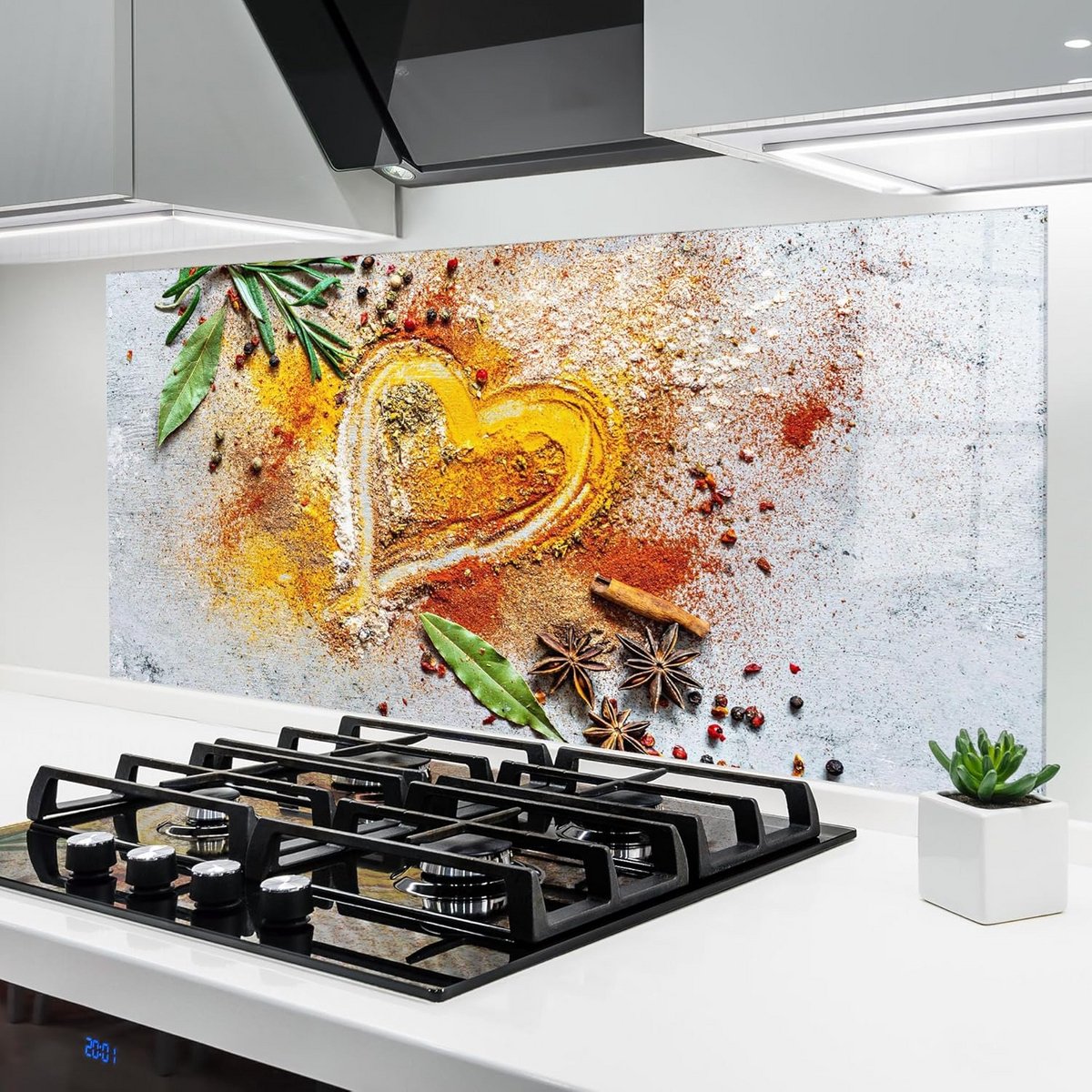 Keuken achterwand spatscherm van glas 60x120 cm - 5mm gehard glas