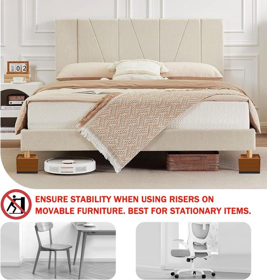 Meubelverhogers 1,5 cm - Zware Meubellift voor Bed, Bank en Tafel - 4 Stuks Bruin van Merkloos — afbeelding 4
