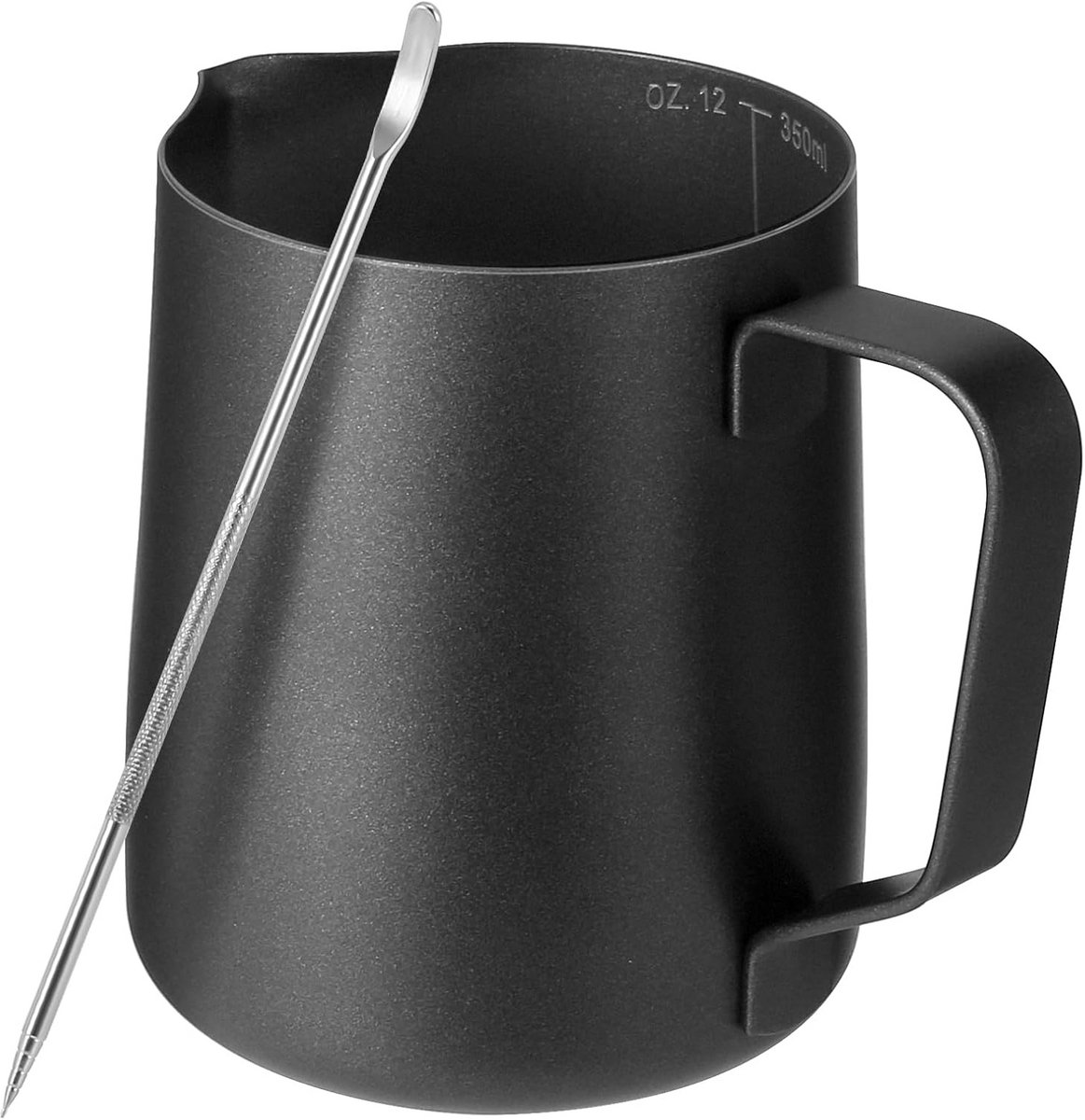 Melkkan met Latte Art Pen en Teflon Coating - 350ml RVS Melkopschuimer Pitcher Cup