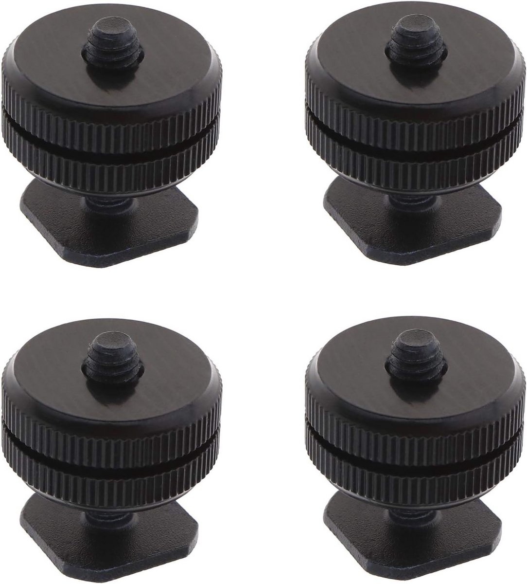 4 Stuks Camera 1/4" Hot Schoen Mount Adapter met Dual Moeren voor DSLR Statief