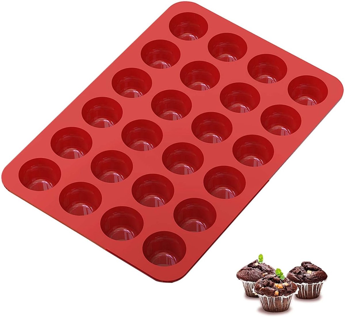 Mini Muffinvorm Siliconen voor 24 Stuks - Antiaanbak Muffin en Cupcake Vormpjes