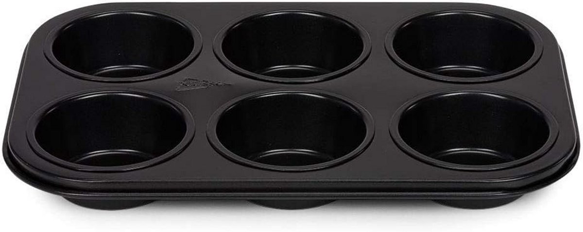 Muffin Bakplaat voor 6 Muffins - Non-Stick, Zwart, 27 x 18 cm