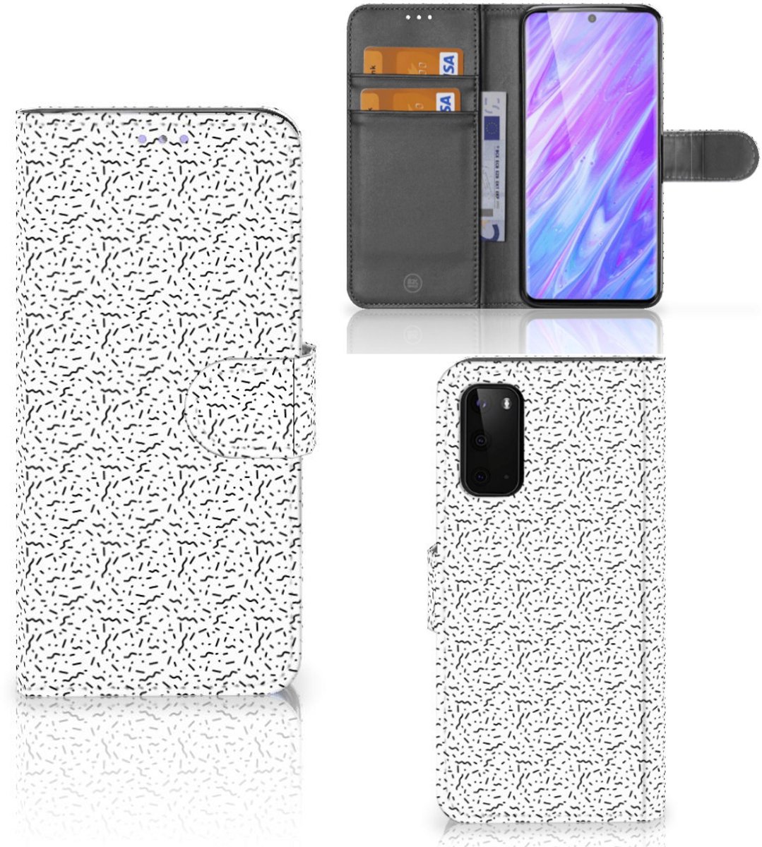 Boekhoesje voor Samsung Galaxy S20 Telefoon Hoesje Stripes Dots