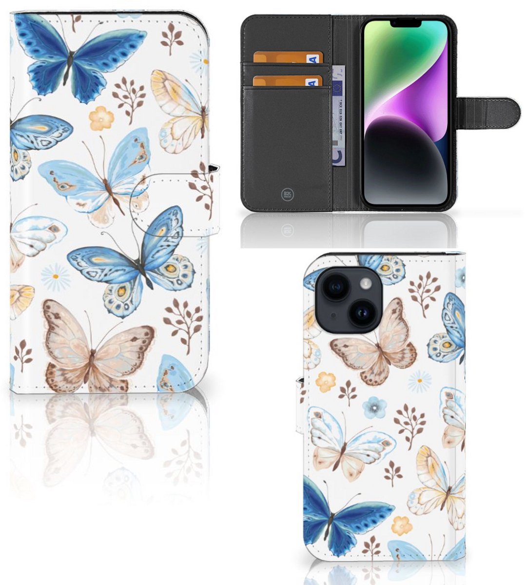Telefoonhoesje met Pasjes voor iPhone 15 Vlinder