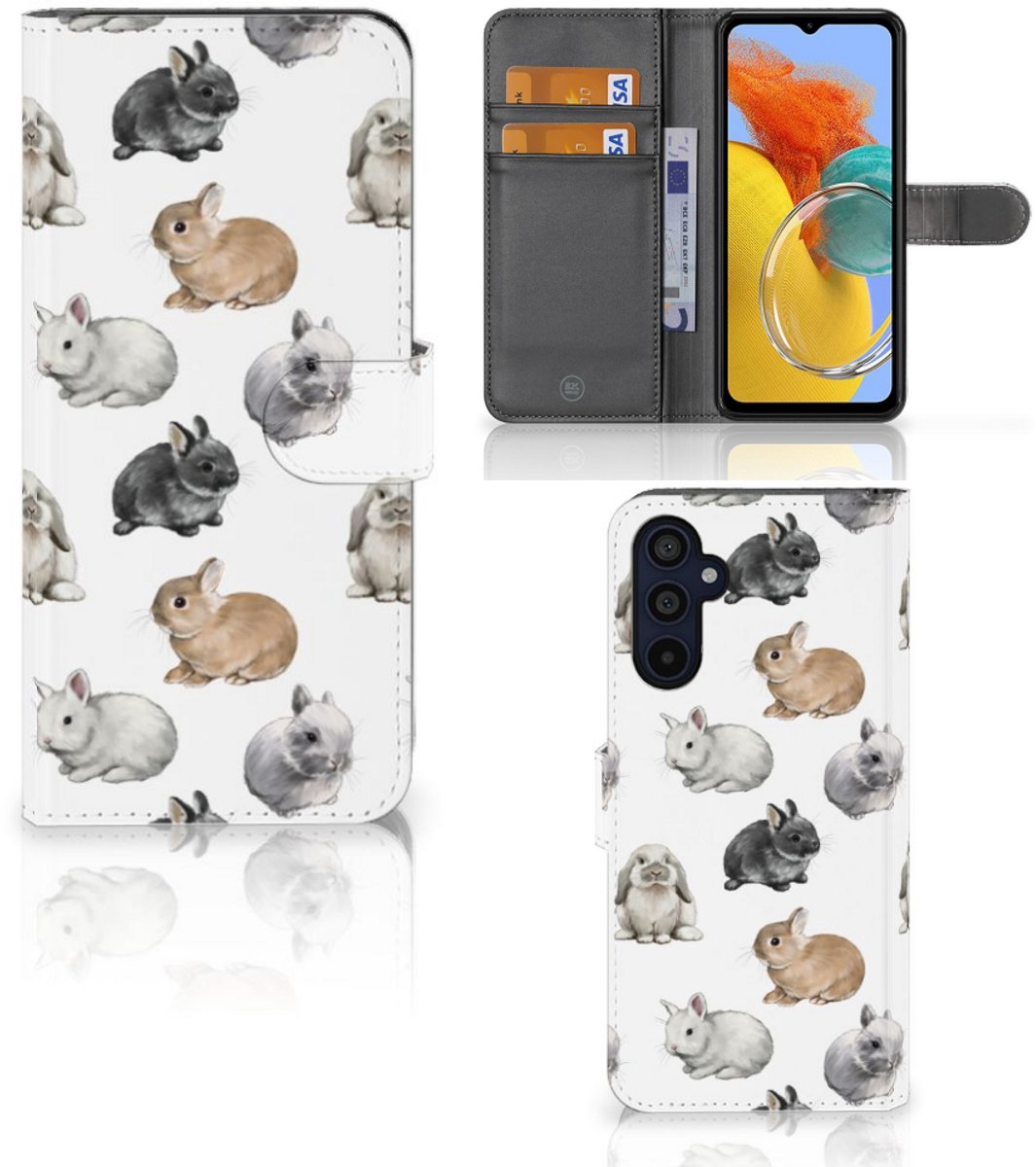 Telefoonhoesje met Pasjes voor Samsung Galaxy M14 Konijntjes
