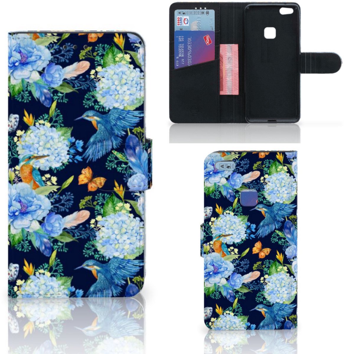 Telefoonhoesje met Pasjes voor Huawei P10 Lite IJsvogel