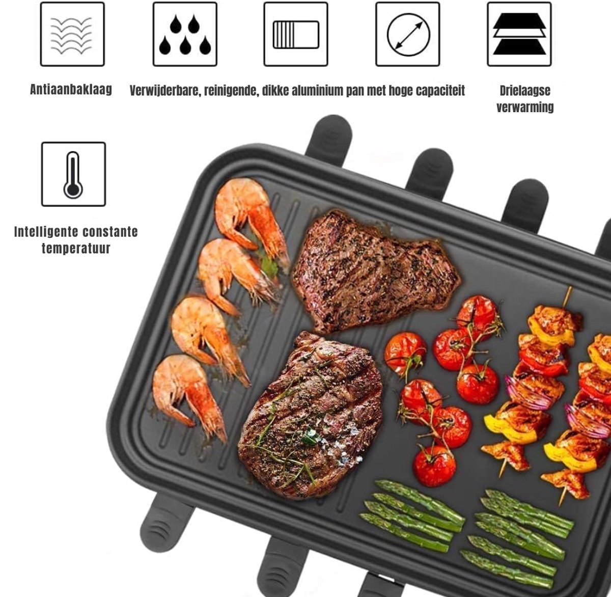 DYNA® Gourmetstel 8 personen - Gourmetstellen - Gourmet - Zwart - 28cm x 42cm x 16cm – foto 3